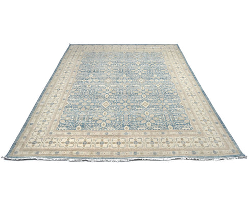 8x10 Blue Chobi Fine Quality Afghan Hand Knotted Wool Area Rug